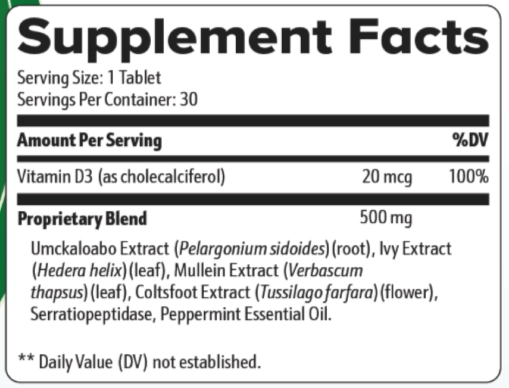 LungExpand Pro Supplement Facts